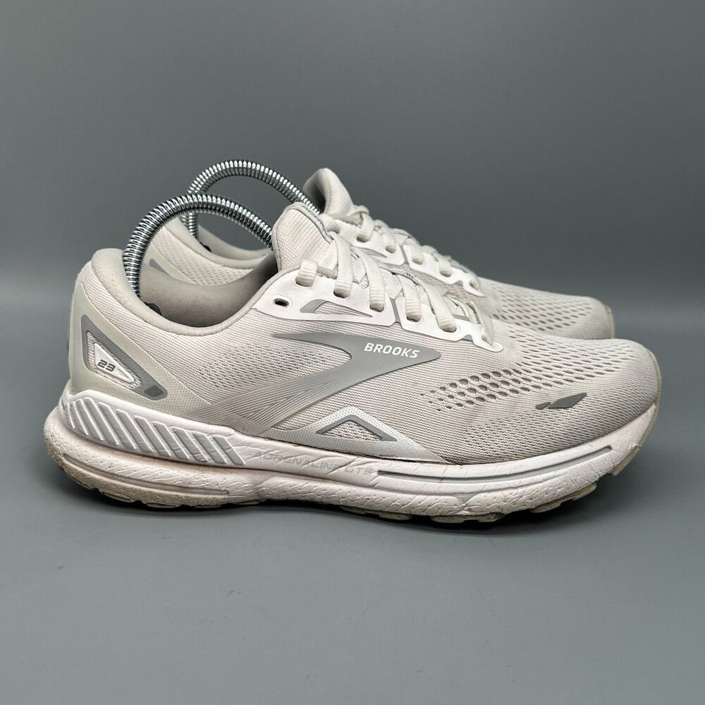 Brooks Adrenaline GTS 23 Womens 8.5 White Gray Lace Low Athletic Running Sneaker
